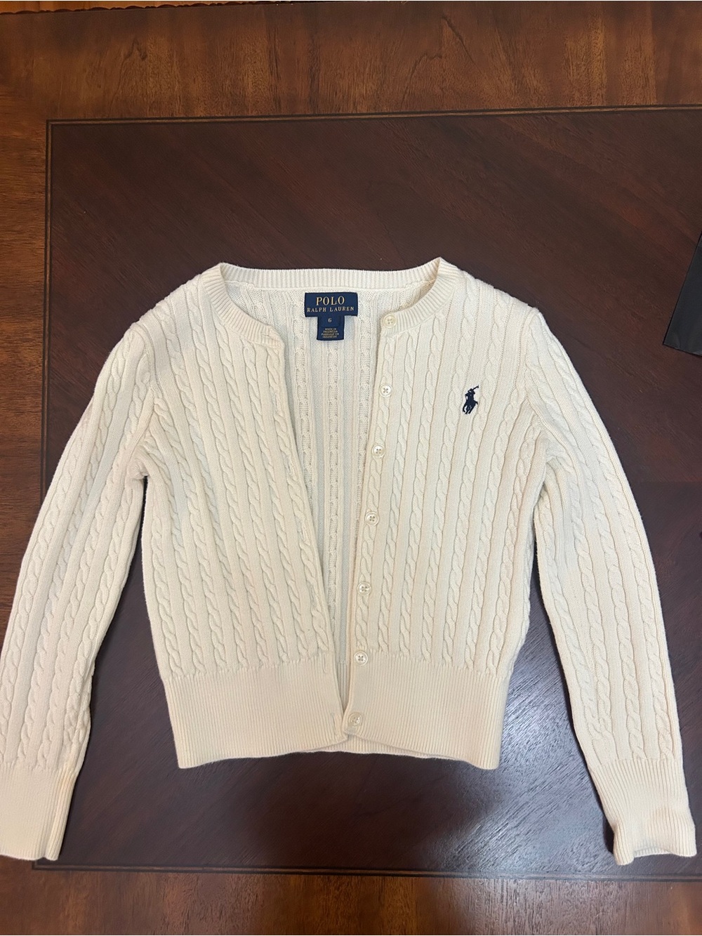 Polo by Ralph Lauren Ivory Cable-Knit Button-Front Cardigan